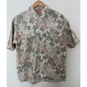 Old Tejas Shirt Mens Large Camouflage Button Up Outdoors Fishing Vented